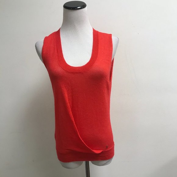 Roberta di Camerino red cashmere linen sleeveless scoop neck knit top 40 NWT - Picture 1 of 7
